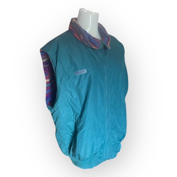 VTG Columbia 90s Reversible Fleece Multicolor Vest Large - Picture 4 of 12